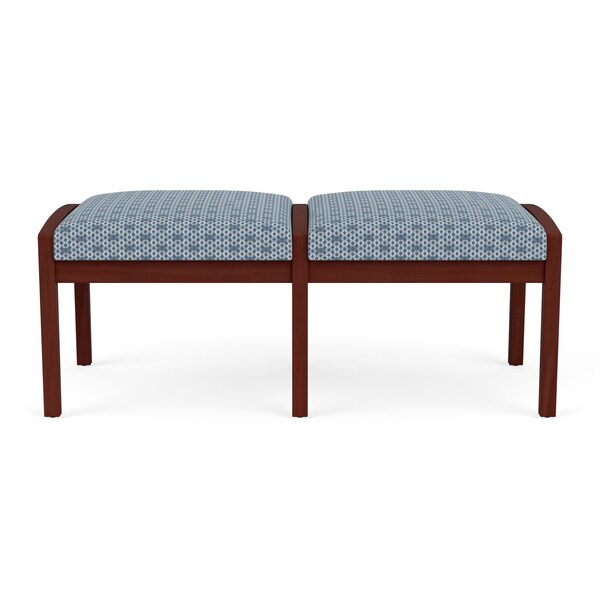 Lesro Lenox Wood 2 Seat Bench Wood Frame, Mahogany, RS Rain Song Upholstery LW2001 - main